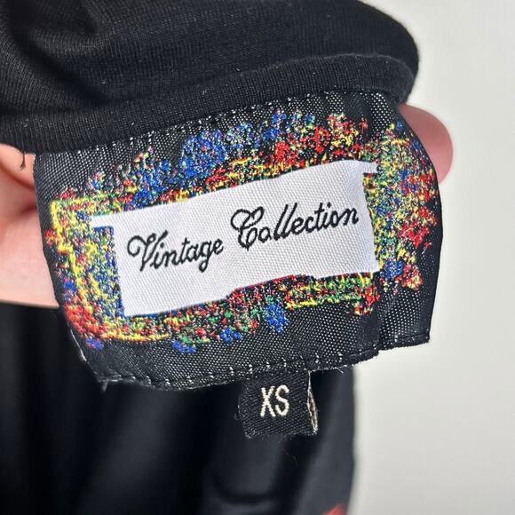 Vintage Collection Black Bell Sleeve Dress Beaded Embroidered Floral Boho XS - Picture 6 of 7